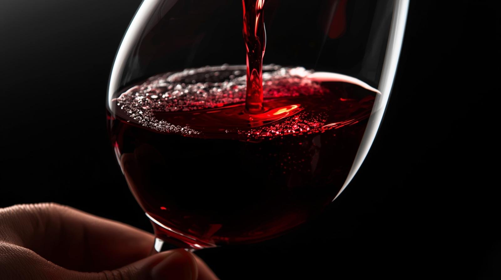 Swirling a glass of red wine, showing the 'legs' or 'tears' running down the side.
