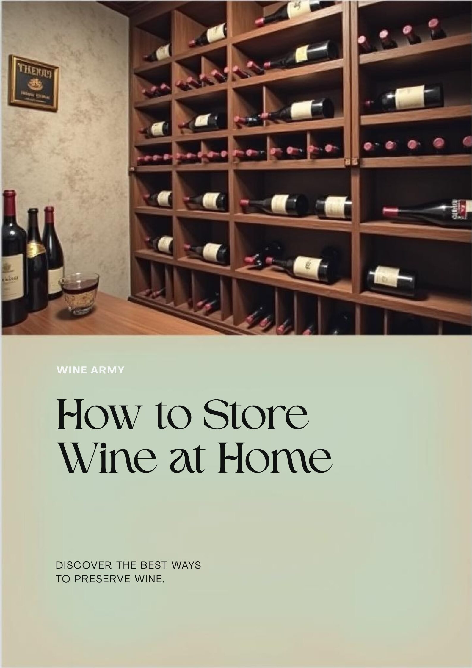 Wine bottles stored on their side in a proper home wine rack