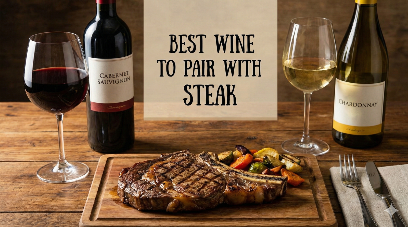 Best wine to pair with steak — red wine glass beside a grilled steak