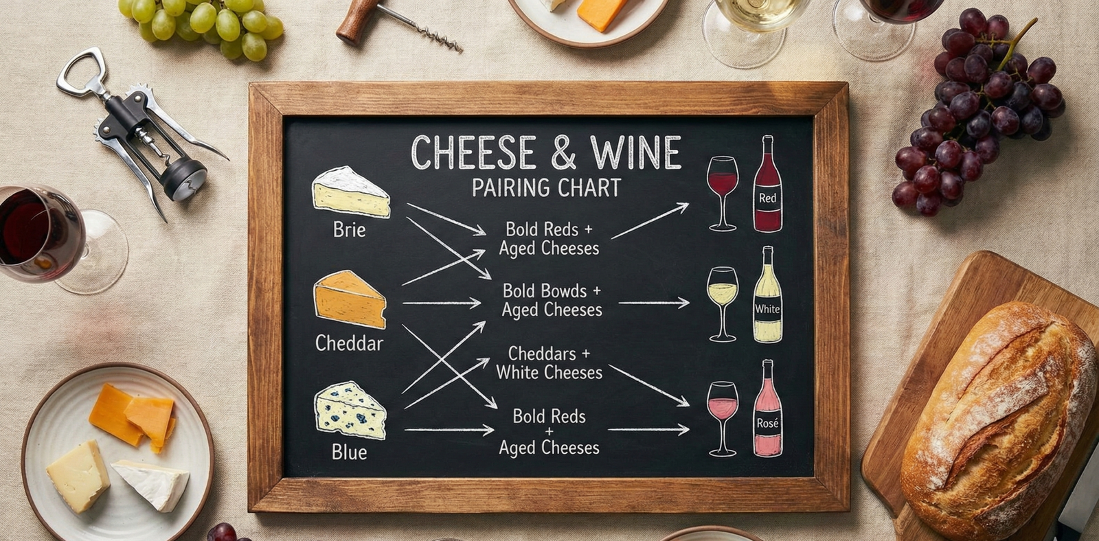 Elegant cheese board with wine glasses