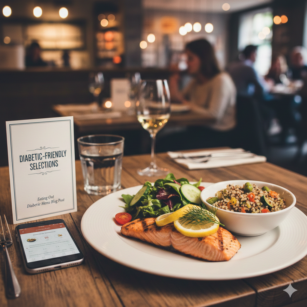 Group of friends eating healthy food at a restaurant