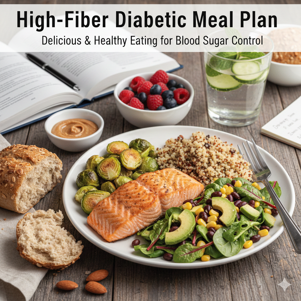 High-Fiber Diabetic Meal Plan Table Setting
