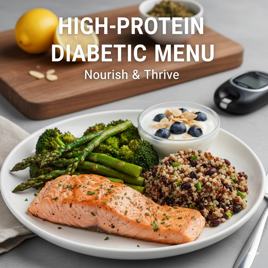 High protein meal with salmon, eggs and chicken