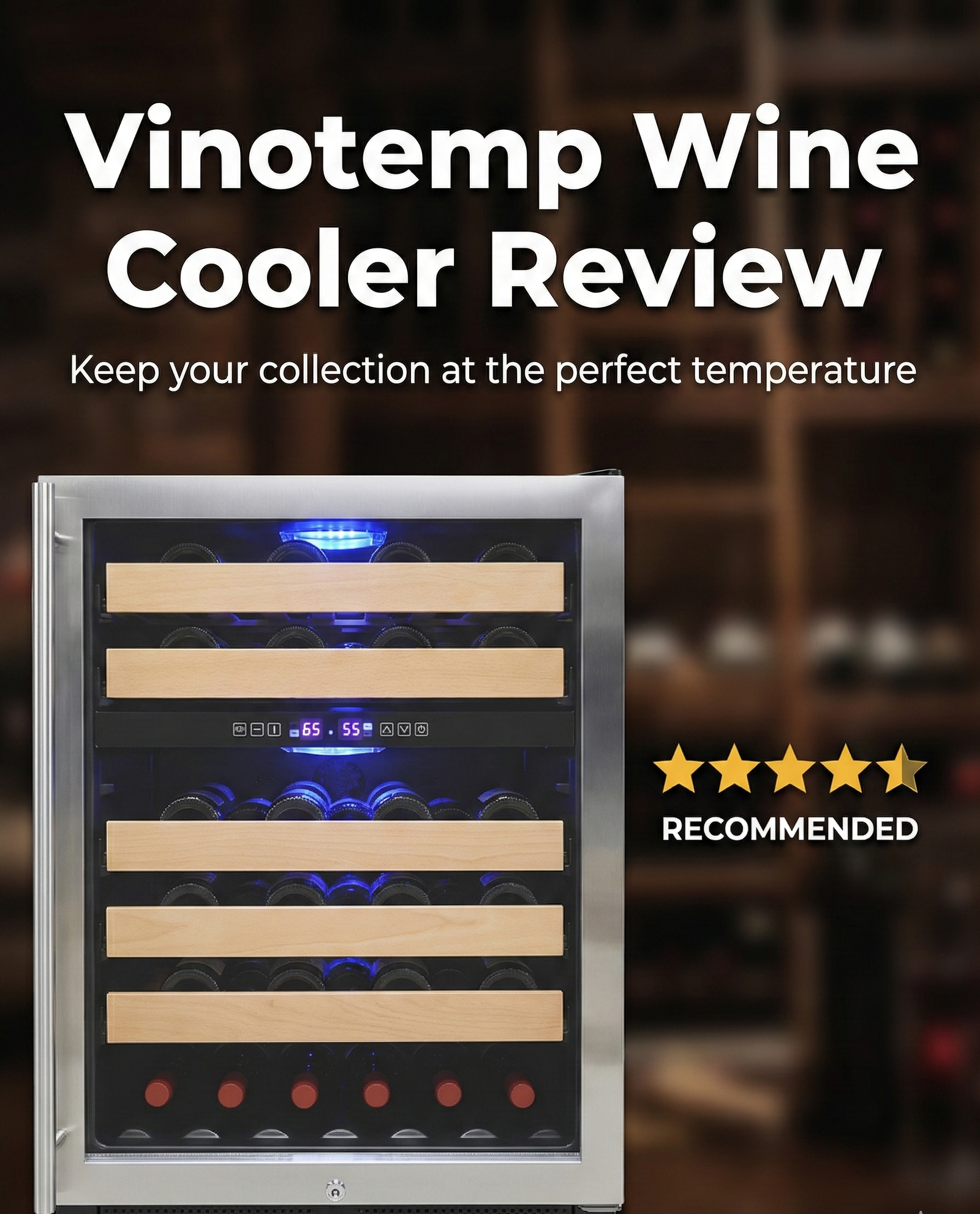 Vinotemp wine coolers installed in a modern luxury kitchen