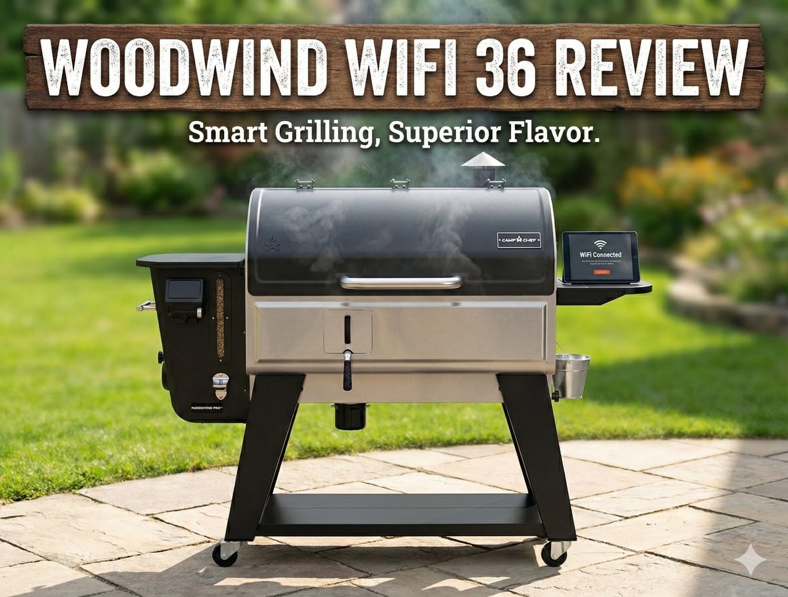 Camp Chef Woodwind 36 Pellet Grill taking center stage on a patio