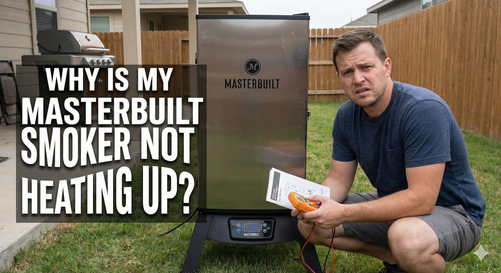 Masterbuilt Digital Electric Smoker on a patio with cold smoke problem