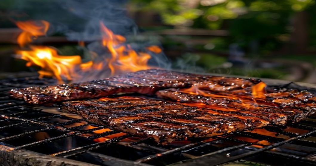 Perfect grill marks on steak showing diagonal crosshatch pattern