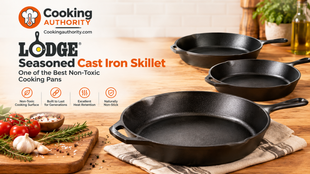Lodge seasoned cast iron skillet, one of the best non toxic cooking pans