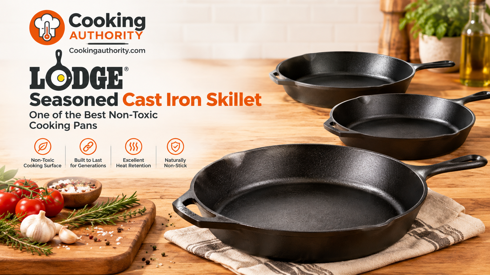Lodge seasoned cast iron skillet, one of the best non toxic cooking pans